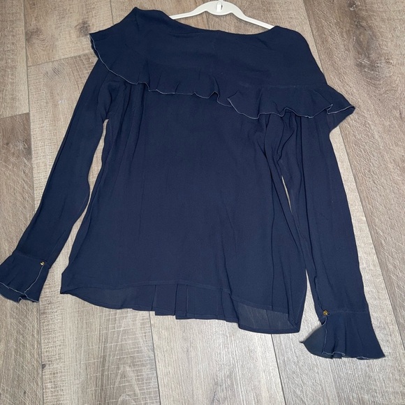 CHANEL Navy Blue Ruffle Blouse - Picture 10 of 12